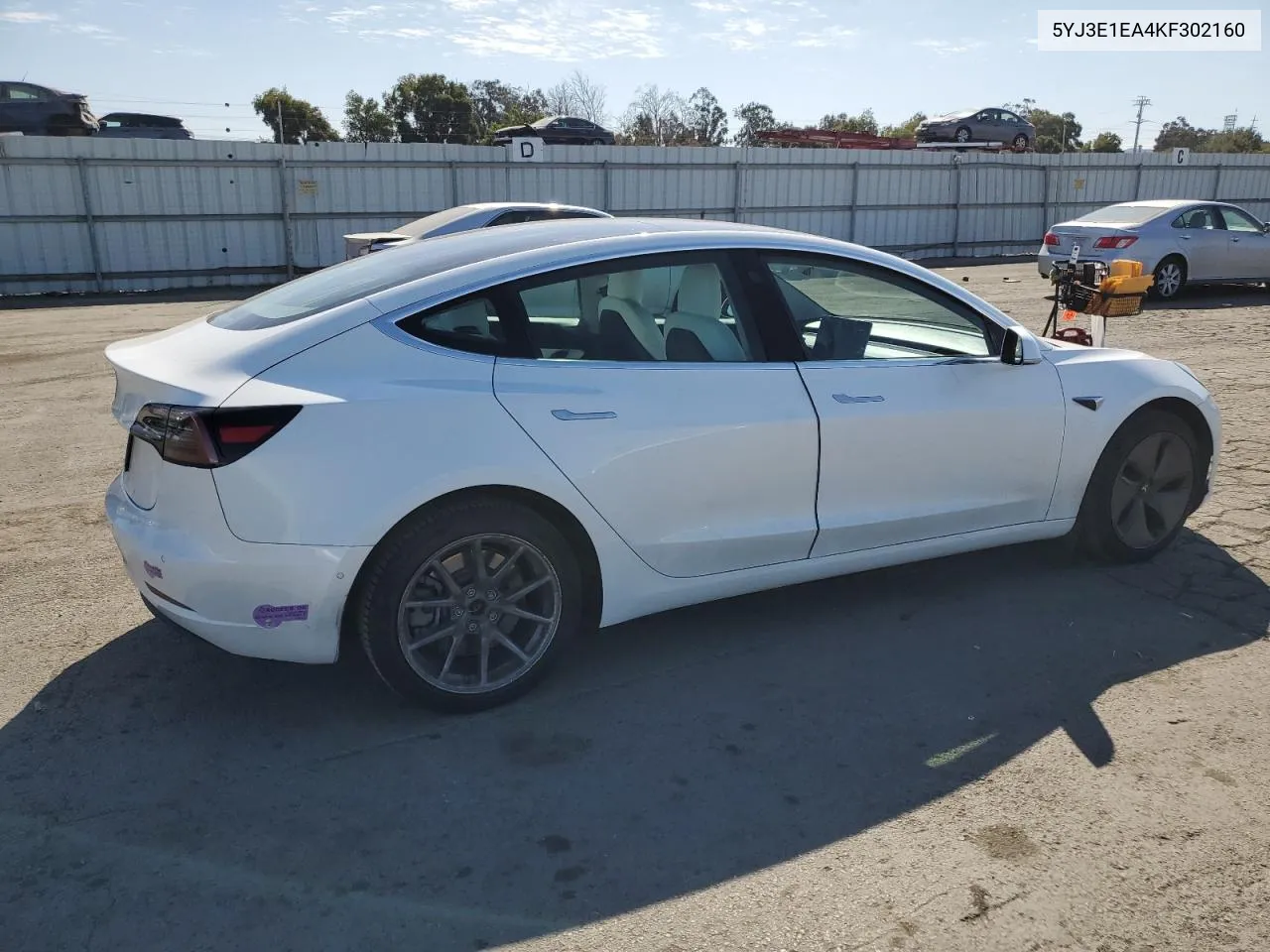 2019 Tesla Model 3 VIN: 5YJ3E1EA4KF302160 Lot: 74933584