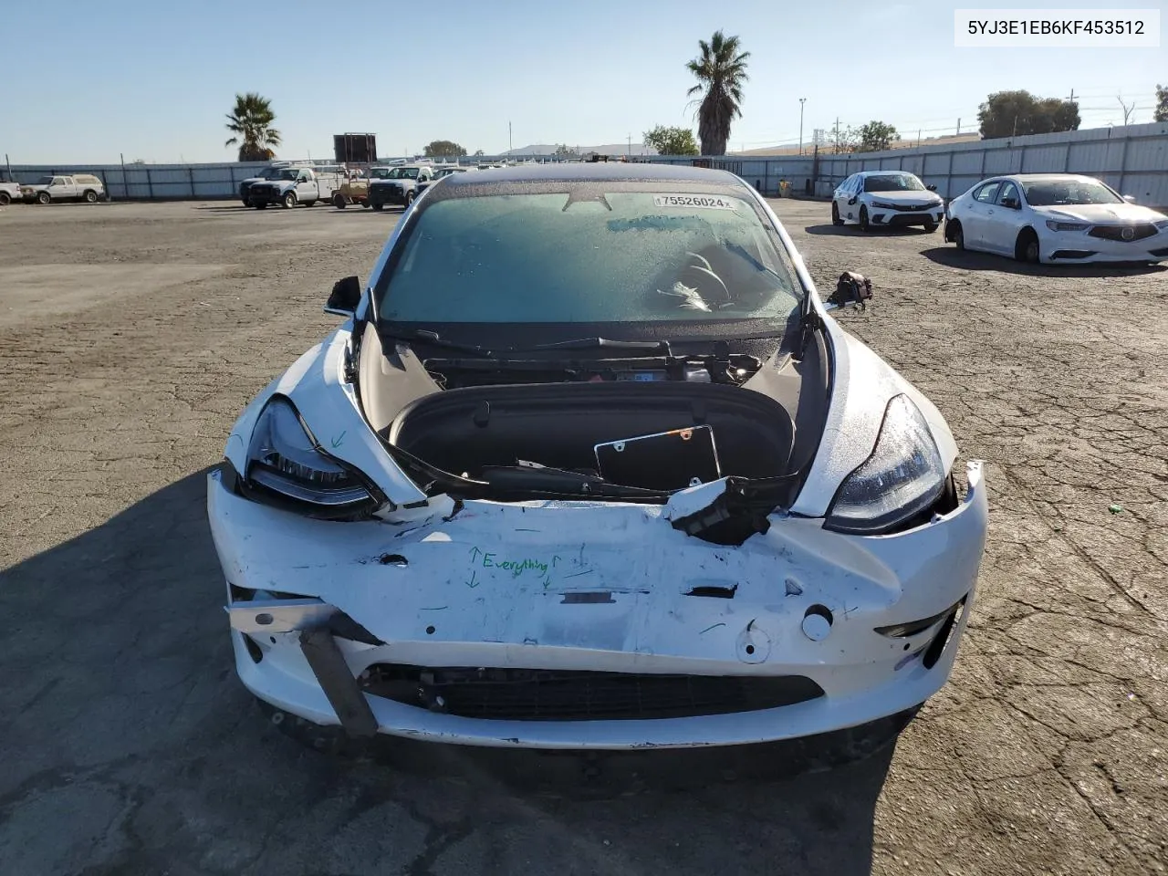 2019 Tesla Model 3 VIN: 5YJ3E1EB6KF453512 Lot: 75526024