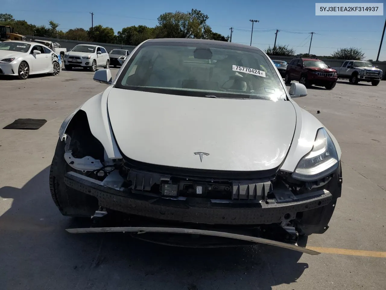 2019 Tesla Model 3 VIN: 5YJ3E1EA2KF314937 Lot: 75770424