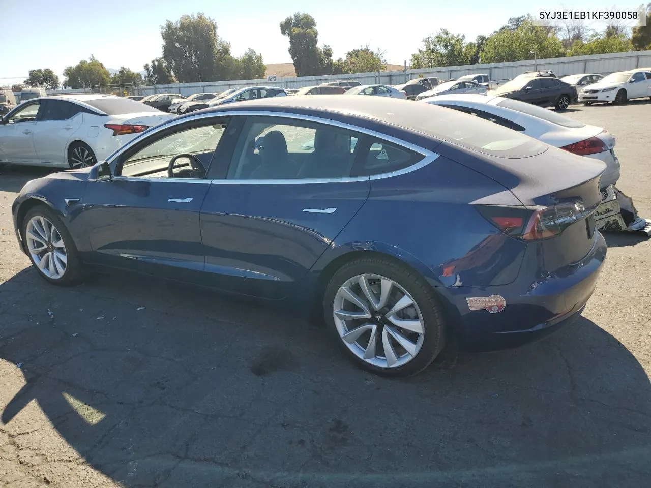 2019 Tesla Model 3 VIN: 5YJ3E1EB1KF390058 Lot: 76039104