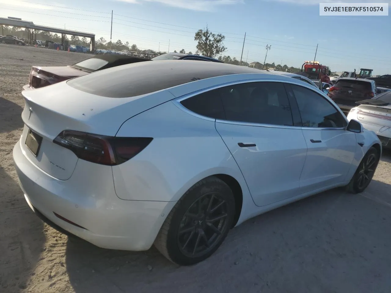 2019 Tesla Model 3 VIN: 5YJ3E1EB7KF510574 Lot: 76387624