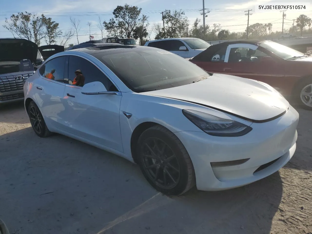 2019 Tesla Model 3 VIN: 5YJ3E1EB7KF510574 Lot: 76387624