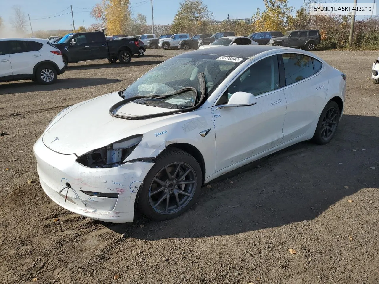 2019 Tesla Model 3 VIN: 5YJ3E1EA5KF483219 Lot: 76748844