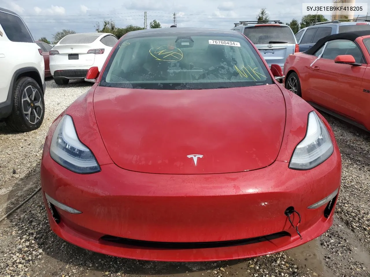 2019 Tesla Model 3 VIN: 5YJ3E1EB9KF418205 Lot: 76760434