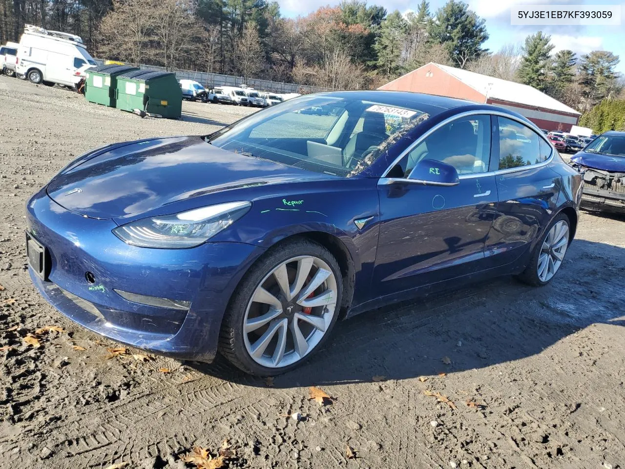 2019 Tesla Model 3 VIN: 5YJ3E1EB7KF393059 Lot: 76763143