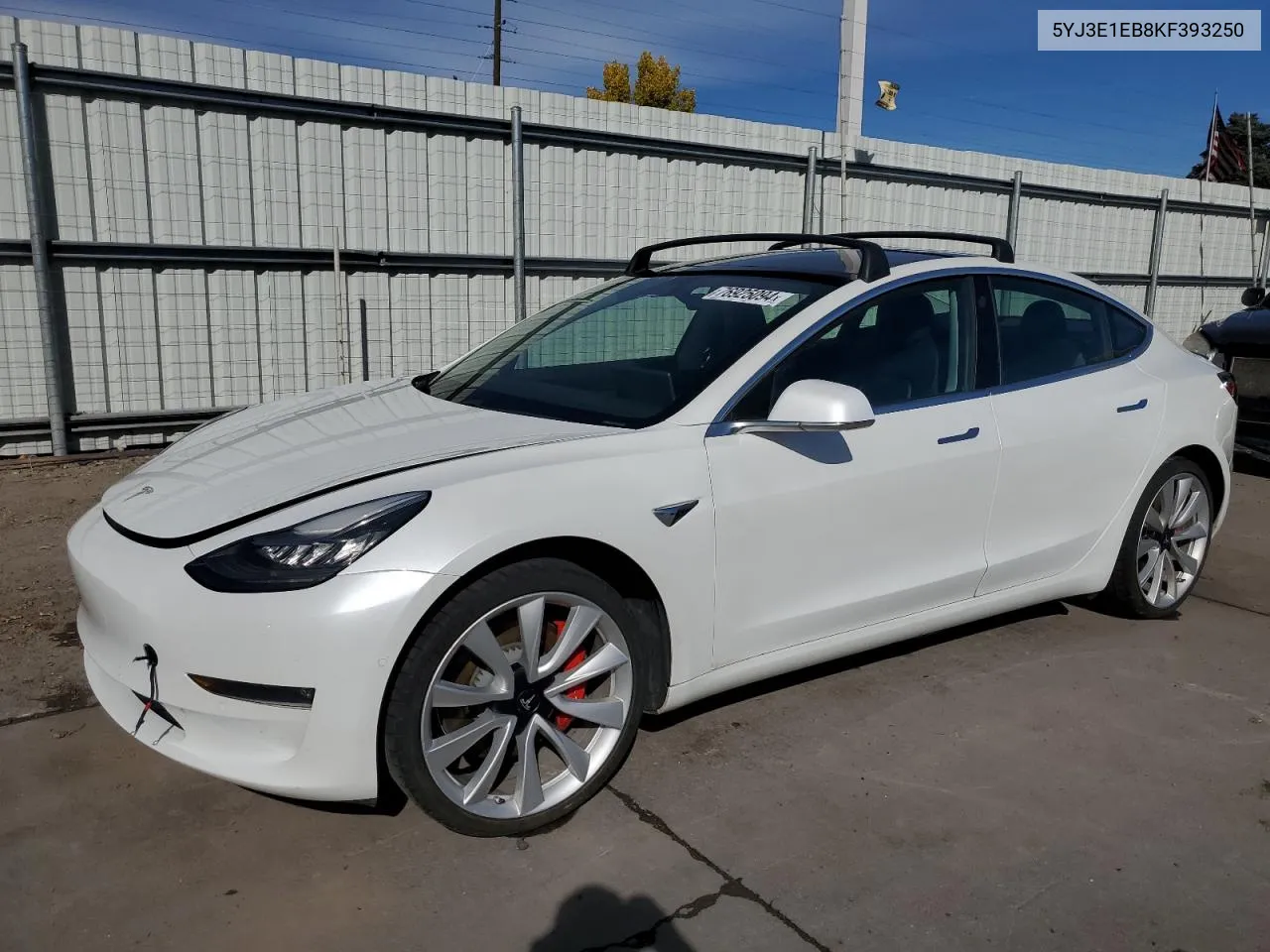 2019 Tesla Model 3 VIN: 5YJ3E1EB8KF393250 Lot: 76925094