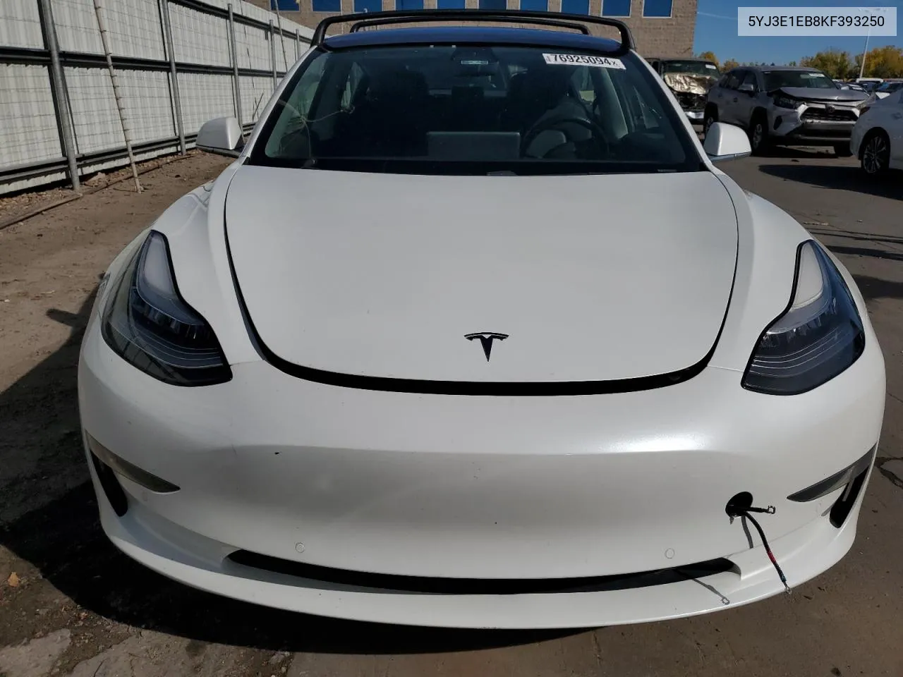 2019 Tesla Model 3 VIN: 5YJ3E1EB8KF393250 Lot: 76925094