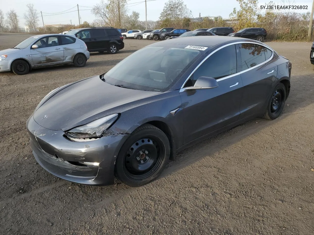 2019 Tesla Model 3 VIN: 5YJ3E1EA6KF326802 Lot: 78165564