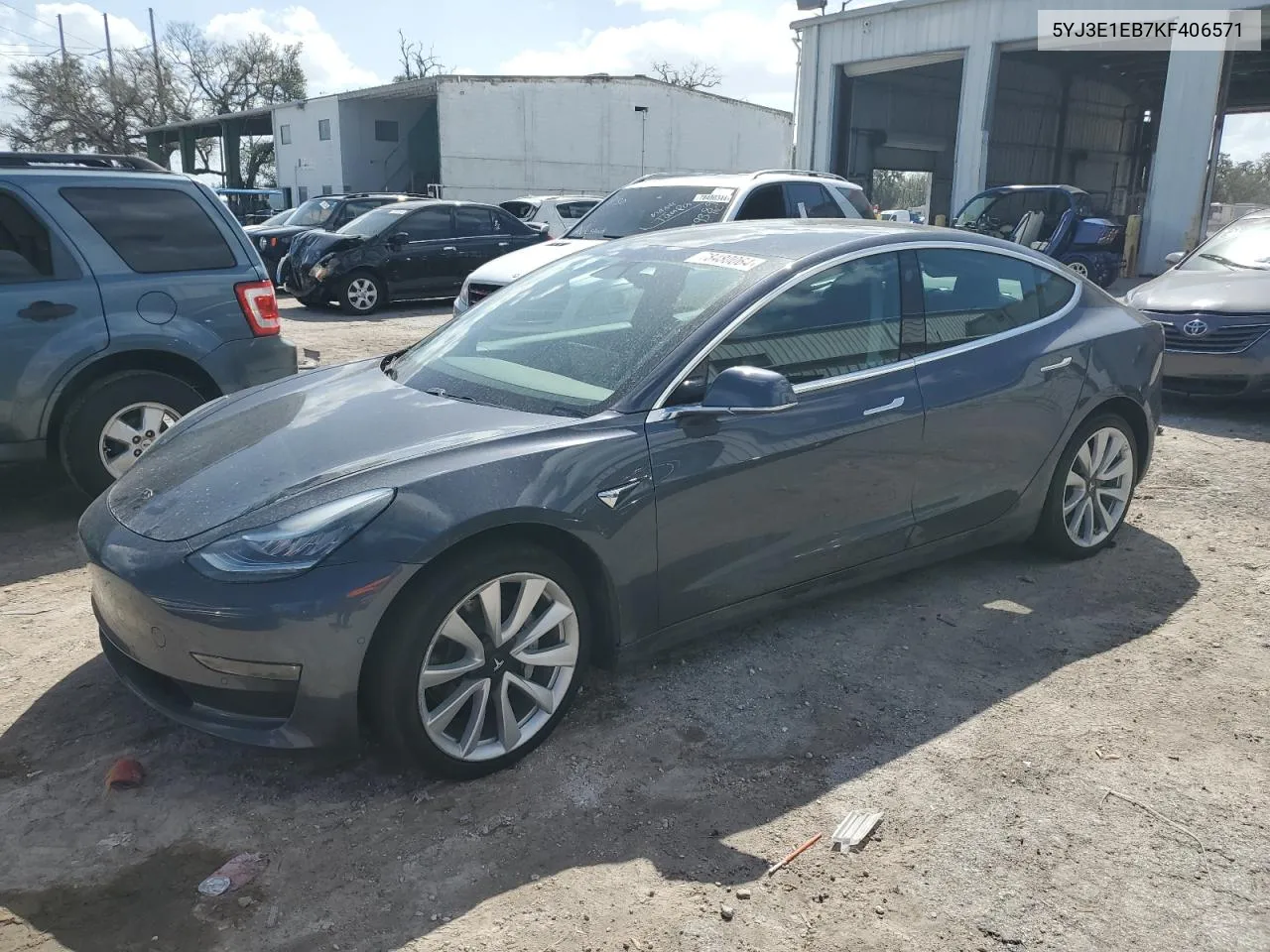 2019 Tesla Model 3 VIN: 5YJ3E1EB7KF406571 Lot: 78480064