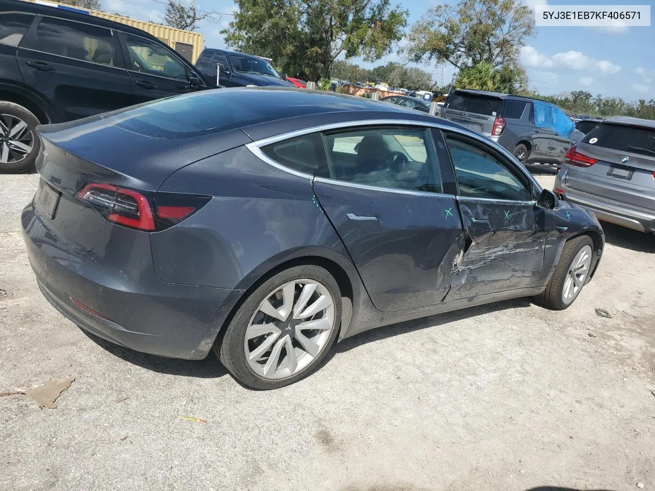 2019 Tesla Model 3 VIN: 5YJ3E1EB7KF406571 Lot: 78480064