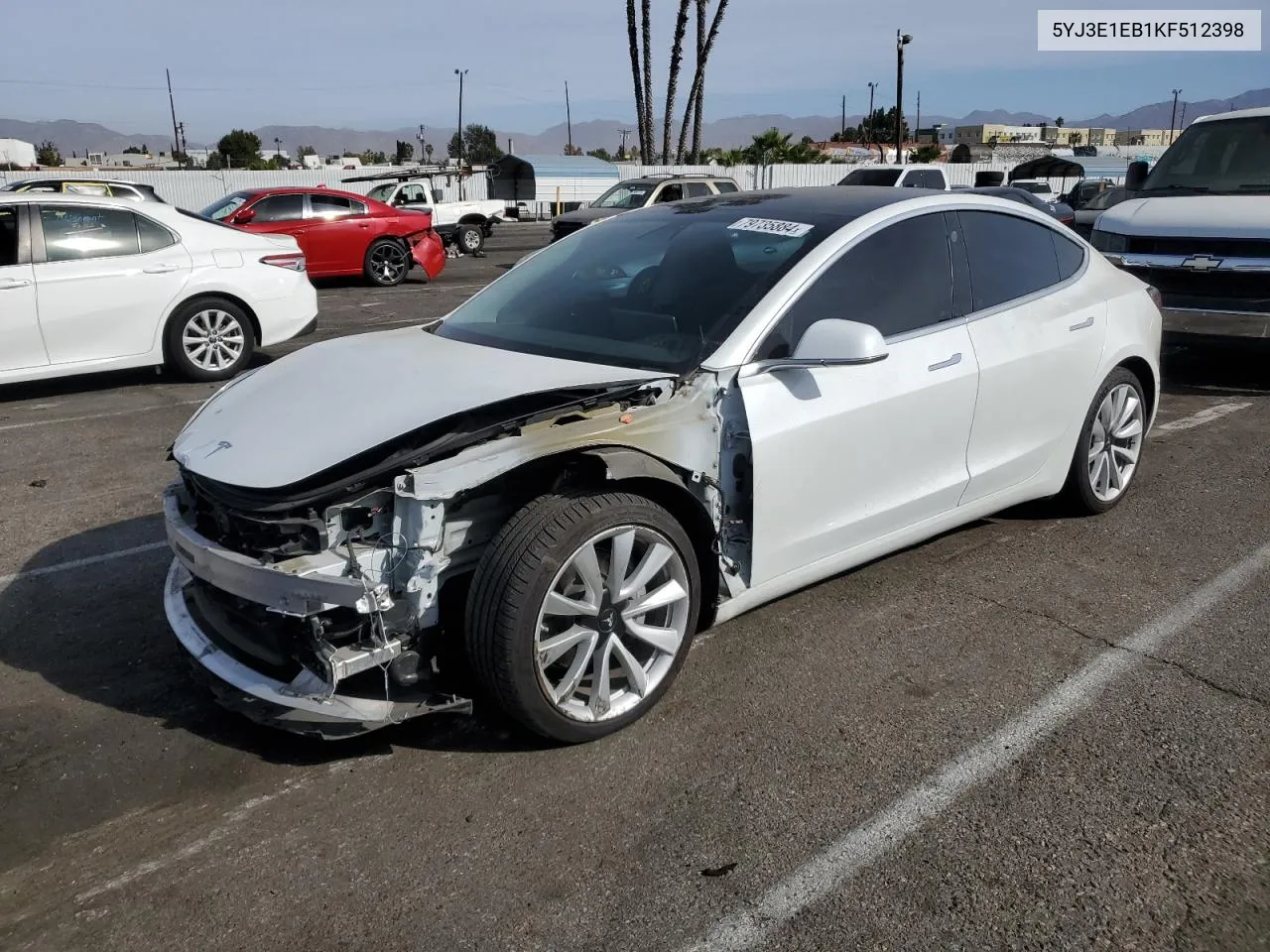 2019 Tesla Model 3 VIN: 5YJ3E1EB1KF512398 Lot: 79735884