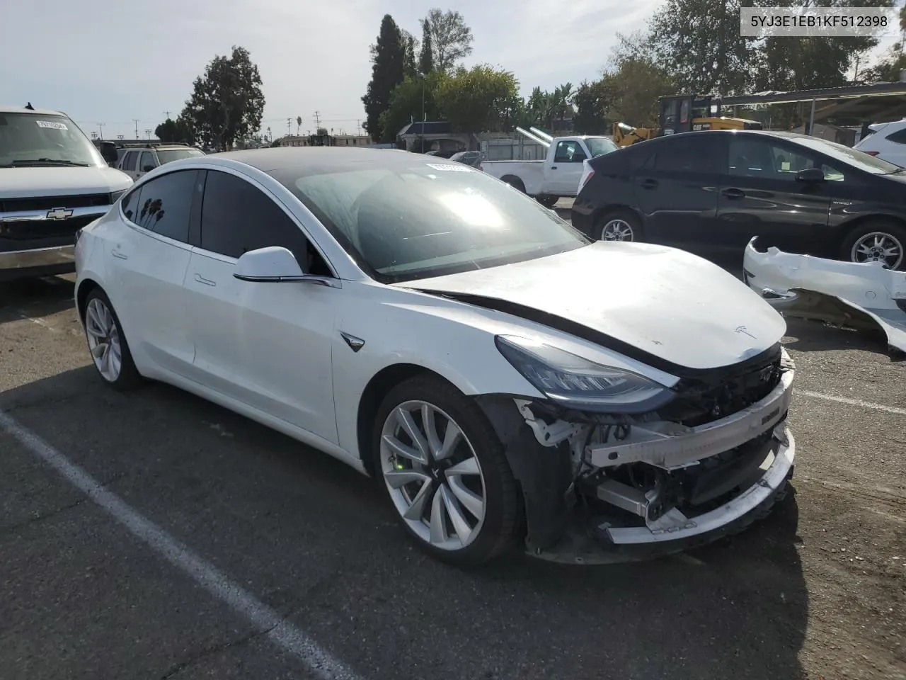 2019 Tesla Model 3 VIN: 5YJ3E1EB1KF512398 Lot: 79735884