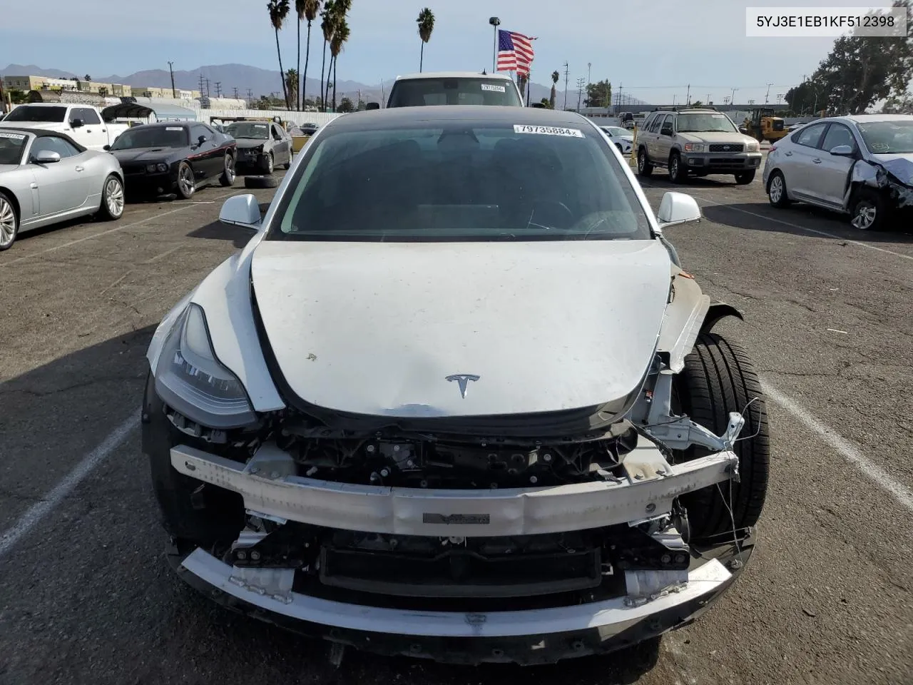 2019 Tesla Model 3 VIN: 5YJ3E1EB1KF512398 Lot: 79735884