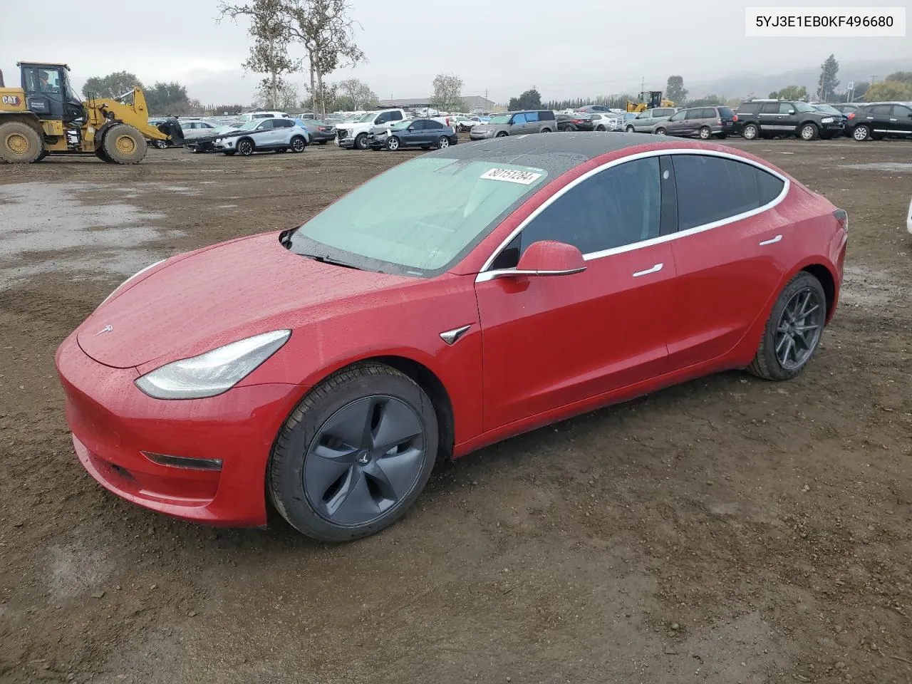 2019 Tesla Model 3 VIN: 5YJ3E1EB0KF496680 Lot: 80151284