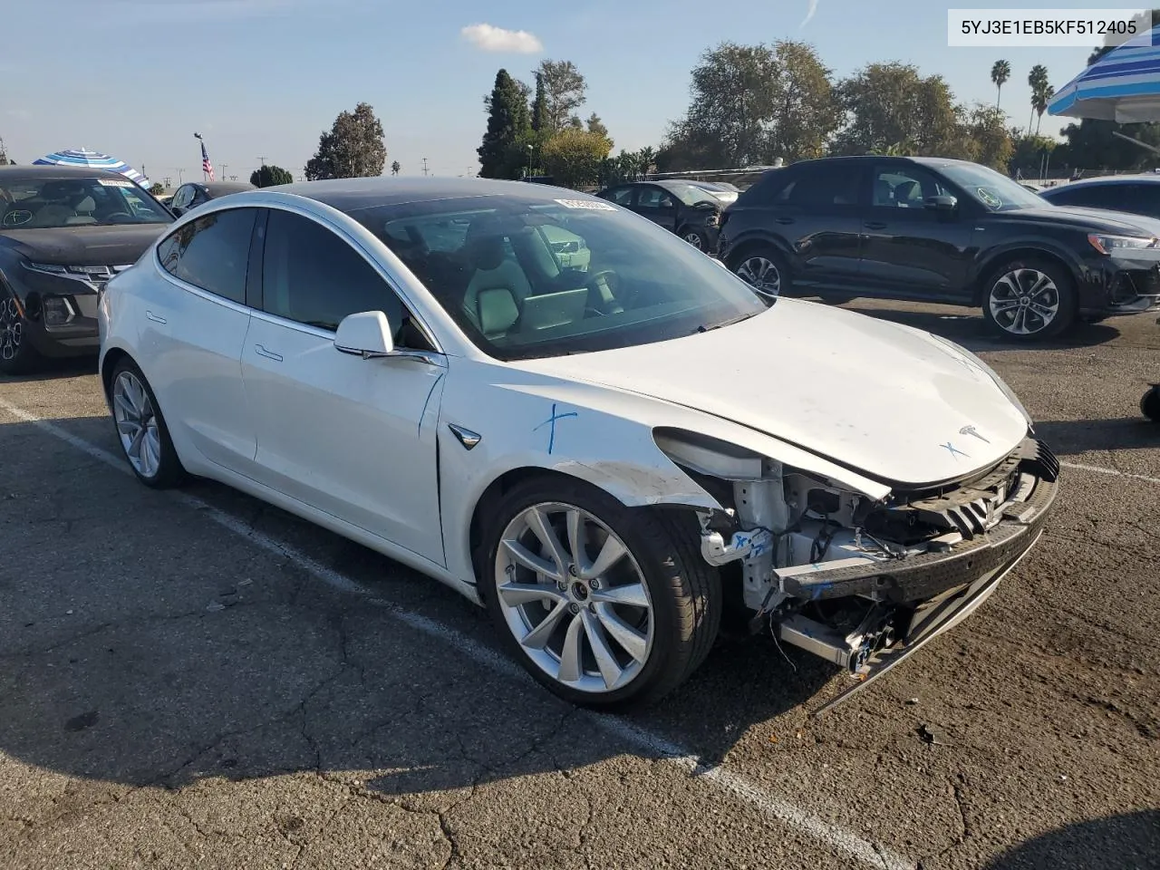 2019 Tesla Model 3 VIN: 5YJ3E1EB5KF512405 Lot: 81259084