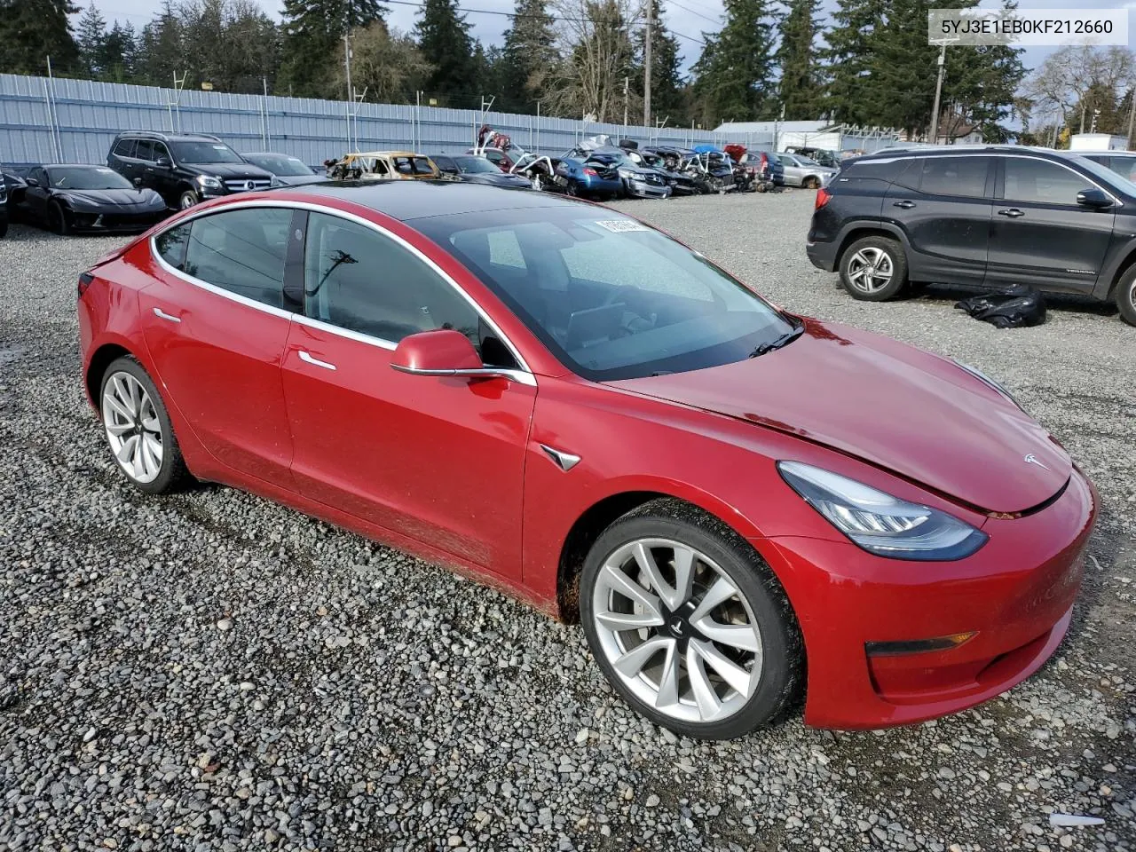 2019 Tesla Model 3 VIN: 5YJ3E1EB0KF212660 Lot: 81851654