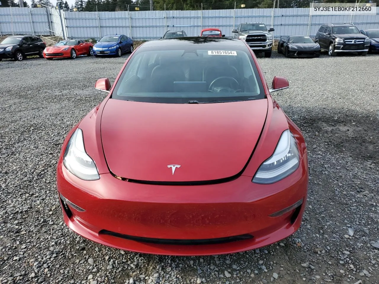 2019 Tesla Model 3 VIN: 5YJ3E1EB0KF212660 Lot: 81851654