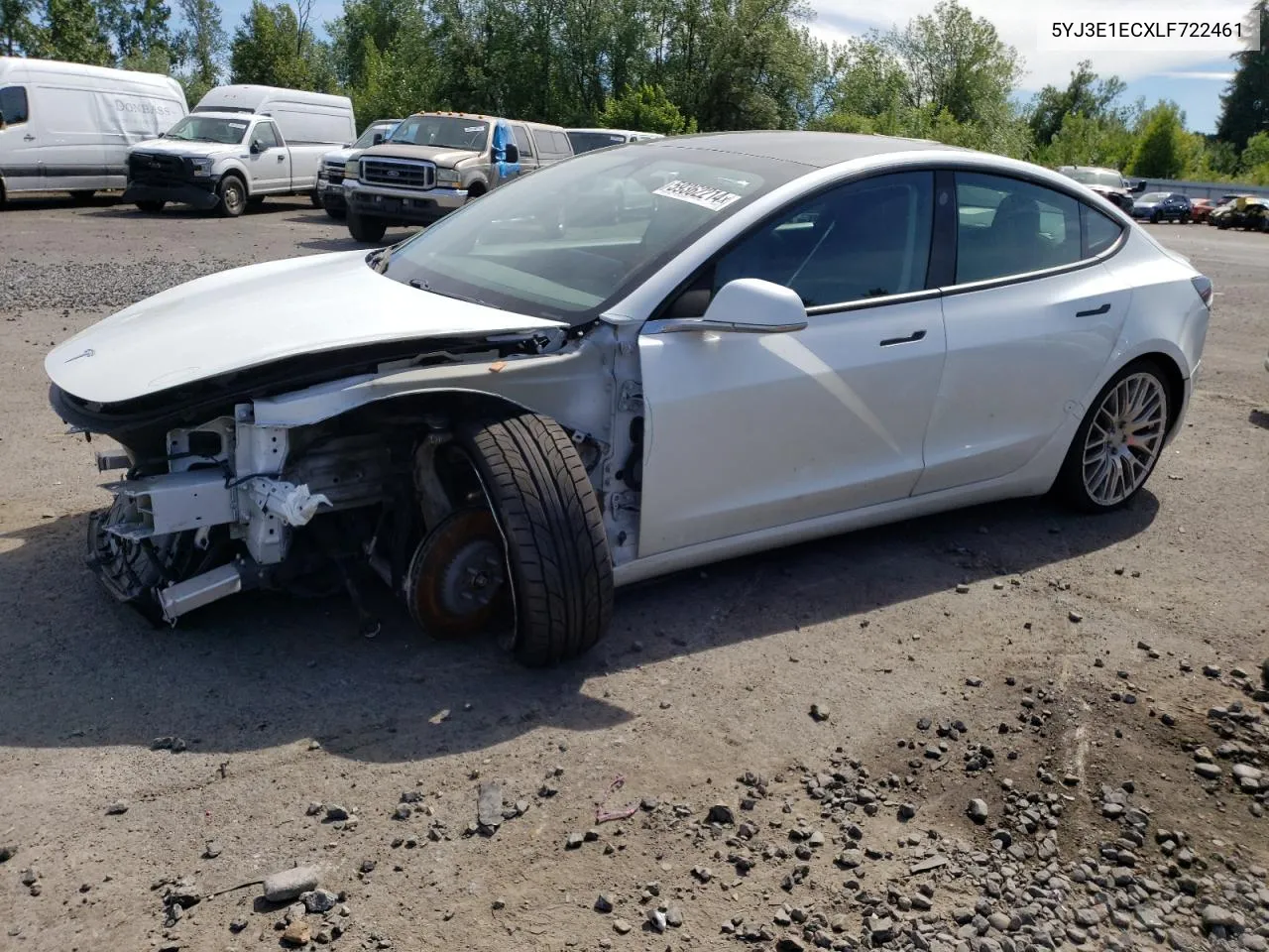 2020 Tesla Model 3 VIN: 5YJ3E1ECXLF722461 Lot: 59362214