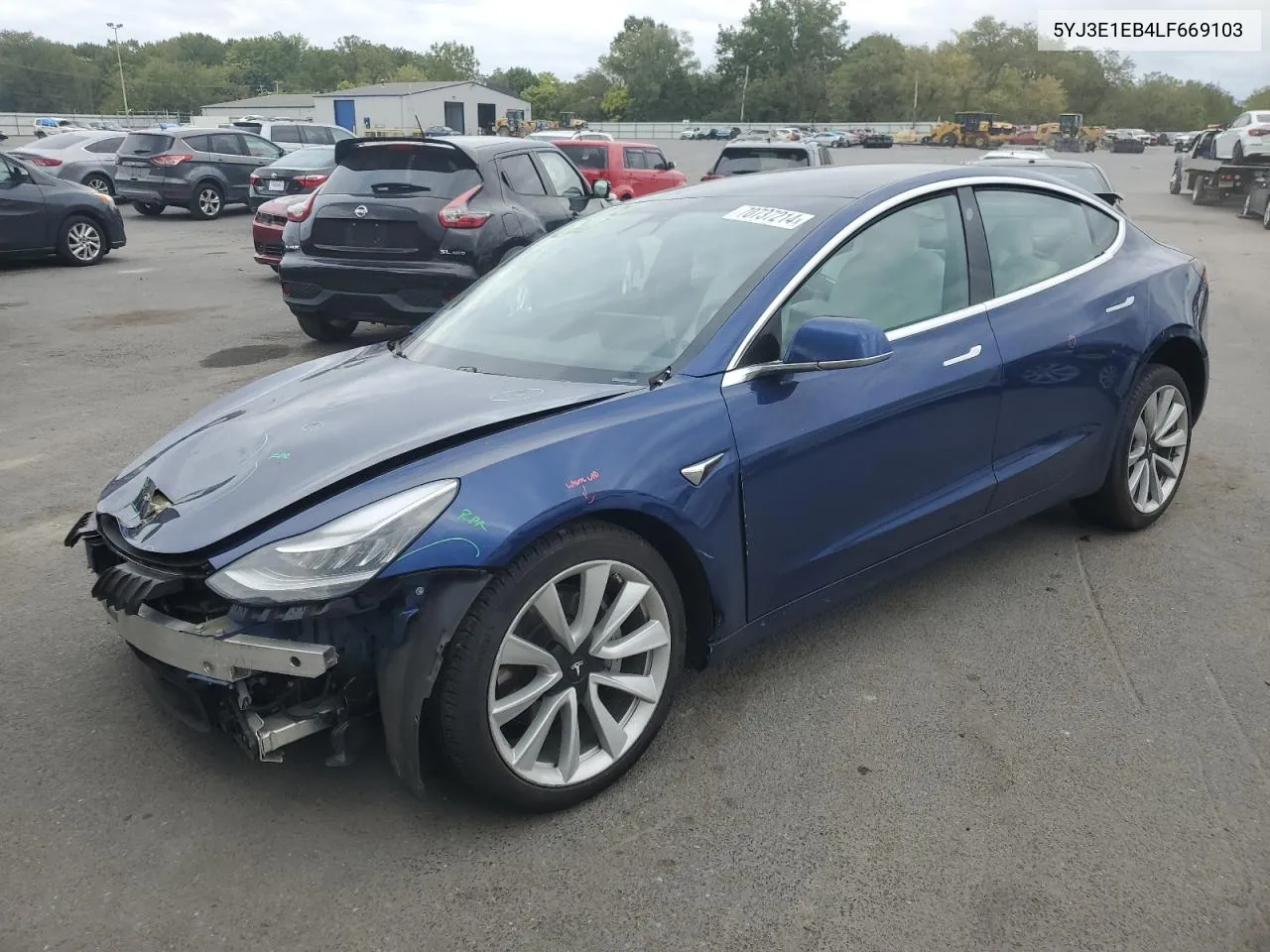 2020 Tesla Model 3 VIN: 5YJ3E1EB4LF669103 Lot: 70737214