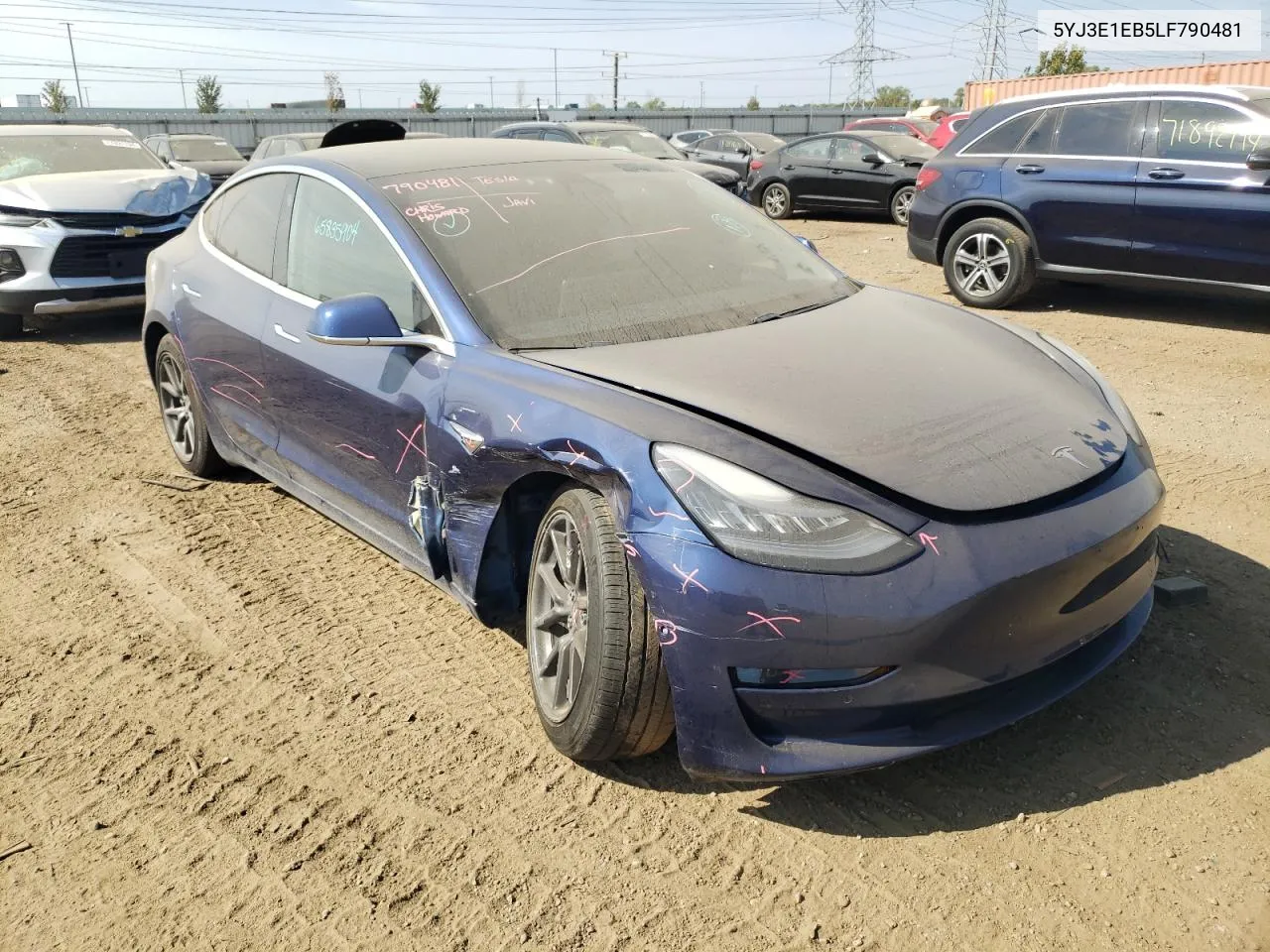 2020 Tesla Model 3 VIN: 5YJ3E1EB5LF790481 Lot: 71938324