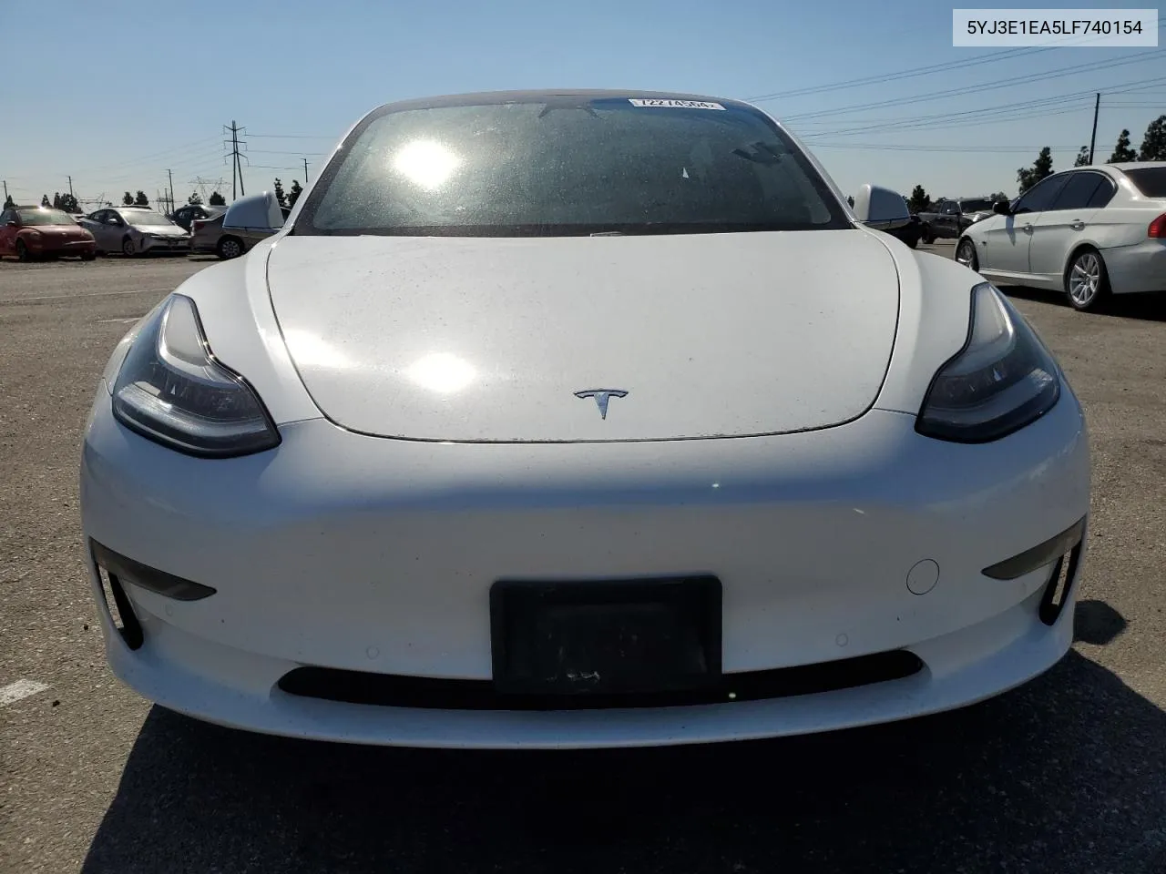 2020 Tesla Model 3 VIN: 5YJ3E1EA5LF740154 Lot: 72274564