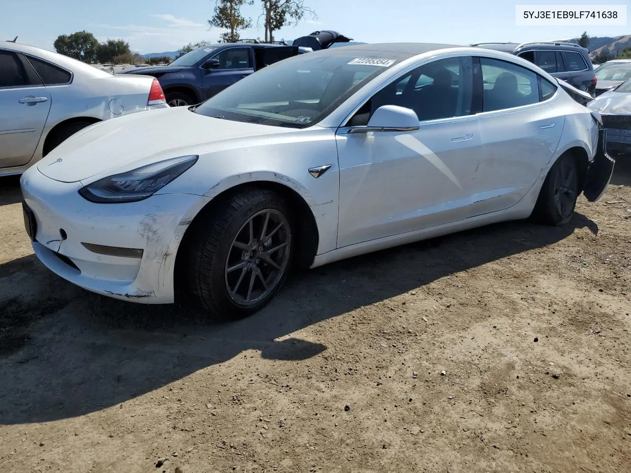 2020 Tesla Model 3 VIN: 5YJ3E1EB9LF741638 Lot: 72285354