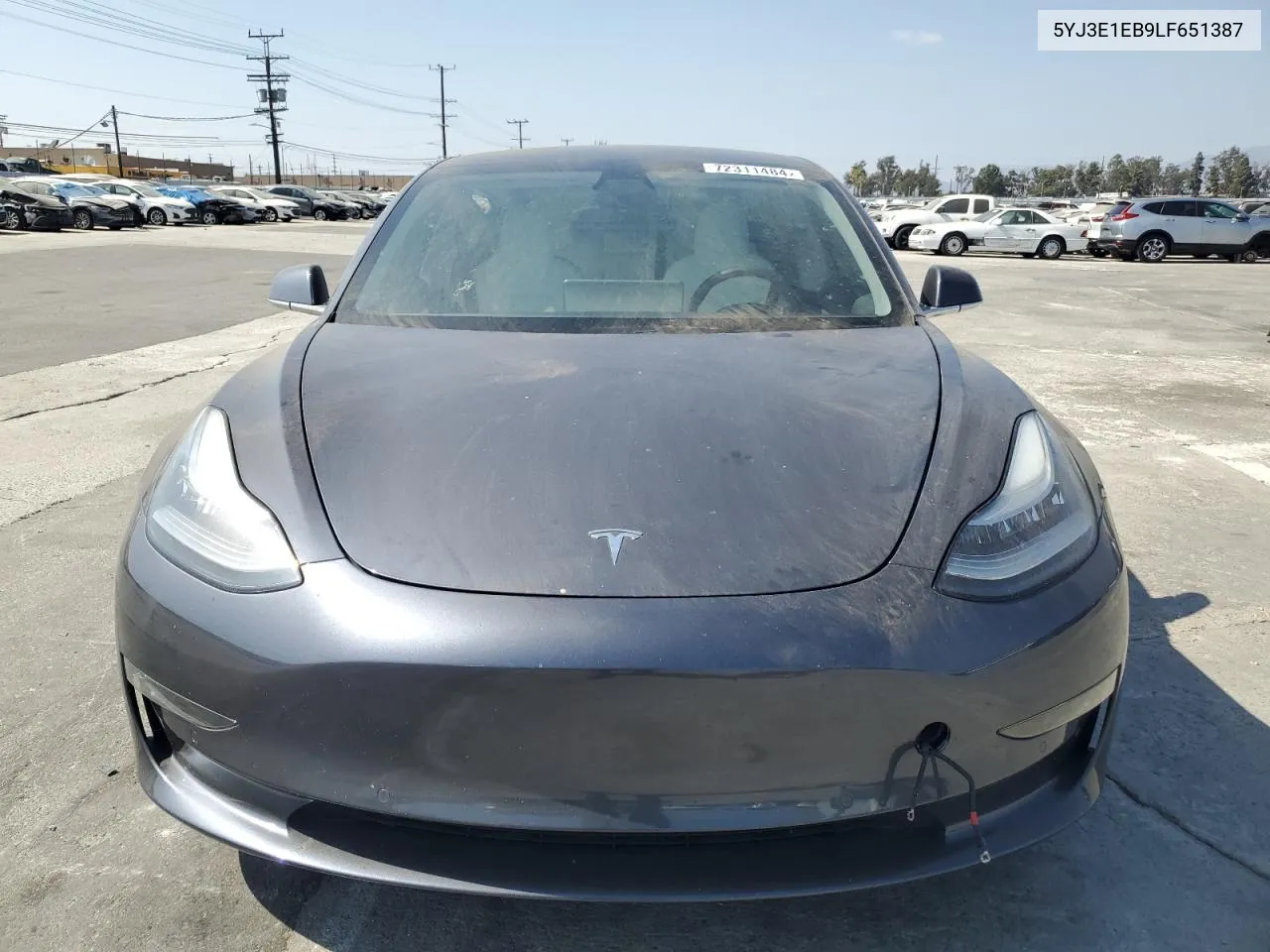 2020 Tesla Model 3 VIN: 5YJ3E1EB9LF651387 Lot: 72311484