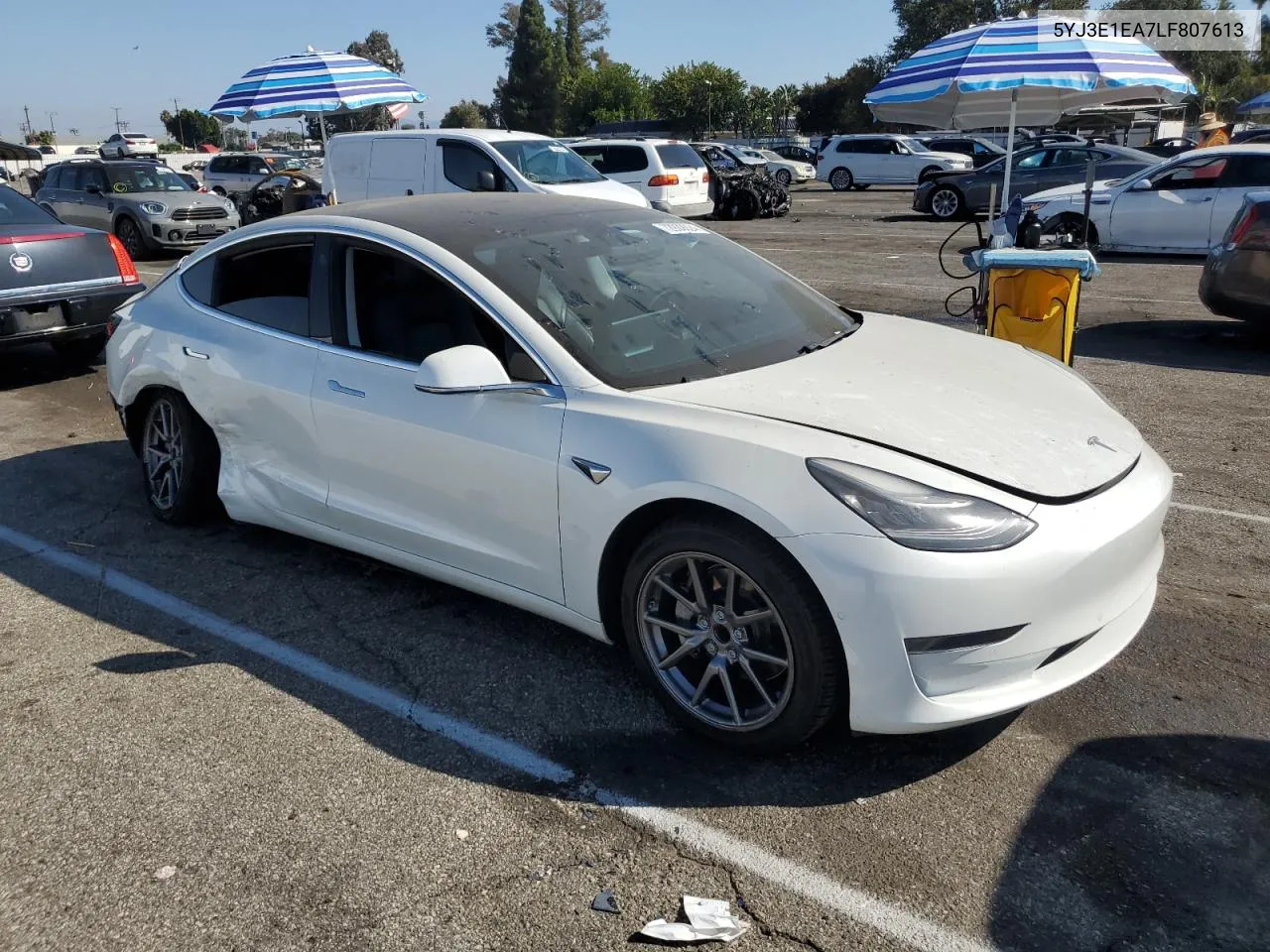 2020 Tesla Model 3 VIN: 5YJ3E1EA7LF807613 Lot: 72939924