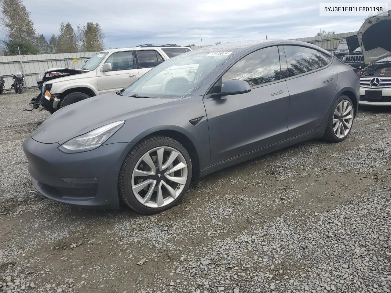 2020 Tesla Model 3 VIN: 5YJ3E1EB1LF801198 Lot: 72946974