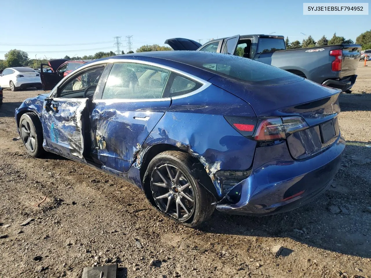 2020 Tesla Model 3 VIN: 5YJ3E1EB5LF794952 Lot: 73147934