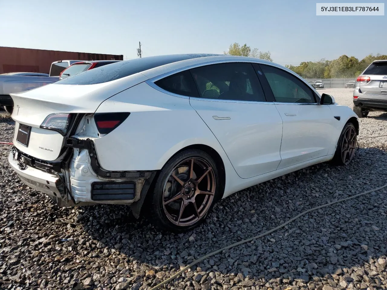 2020 Tesla Model 3 VIN: 5YJ3E1EB3LF787644 Lot: 73743834