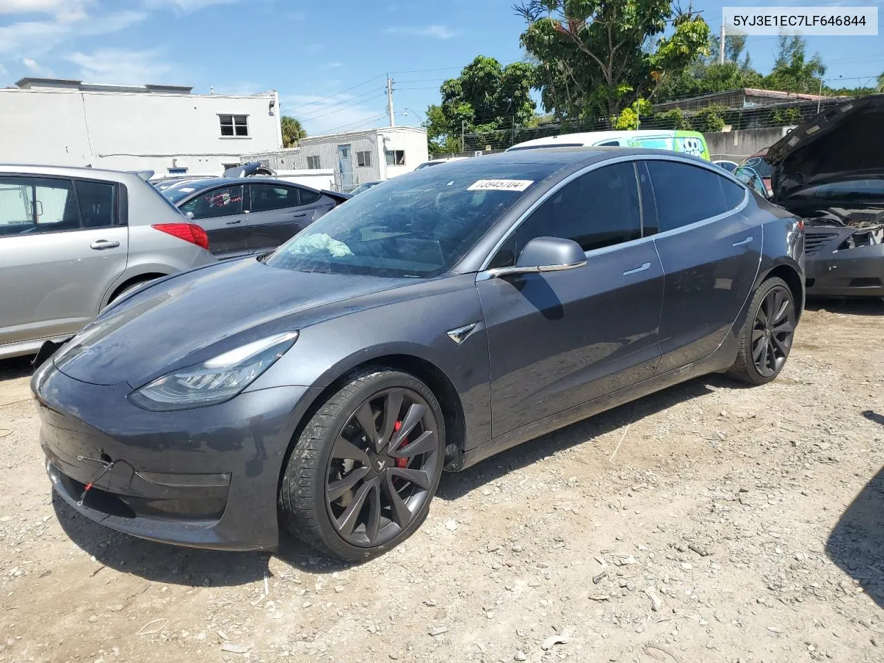 2020 Tesla Model 3 VIN: 5YJ3E1EC7LF646844 Lot: 73945704