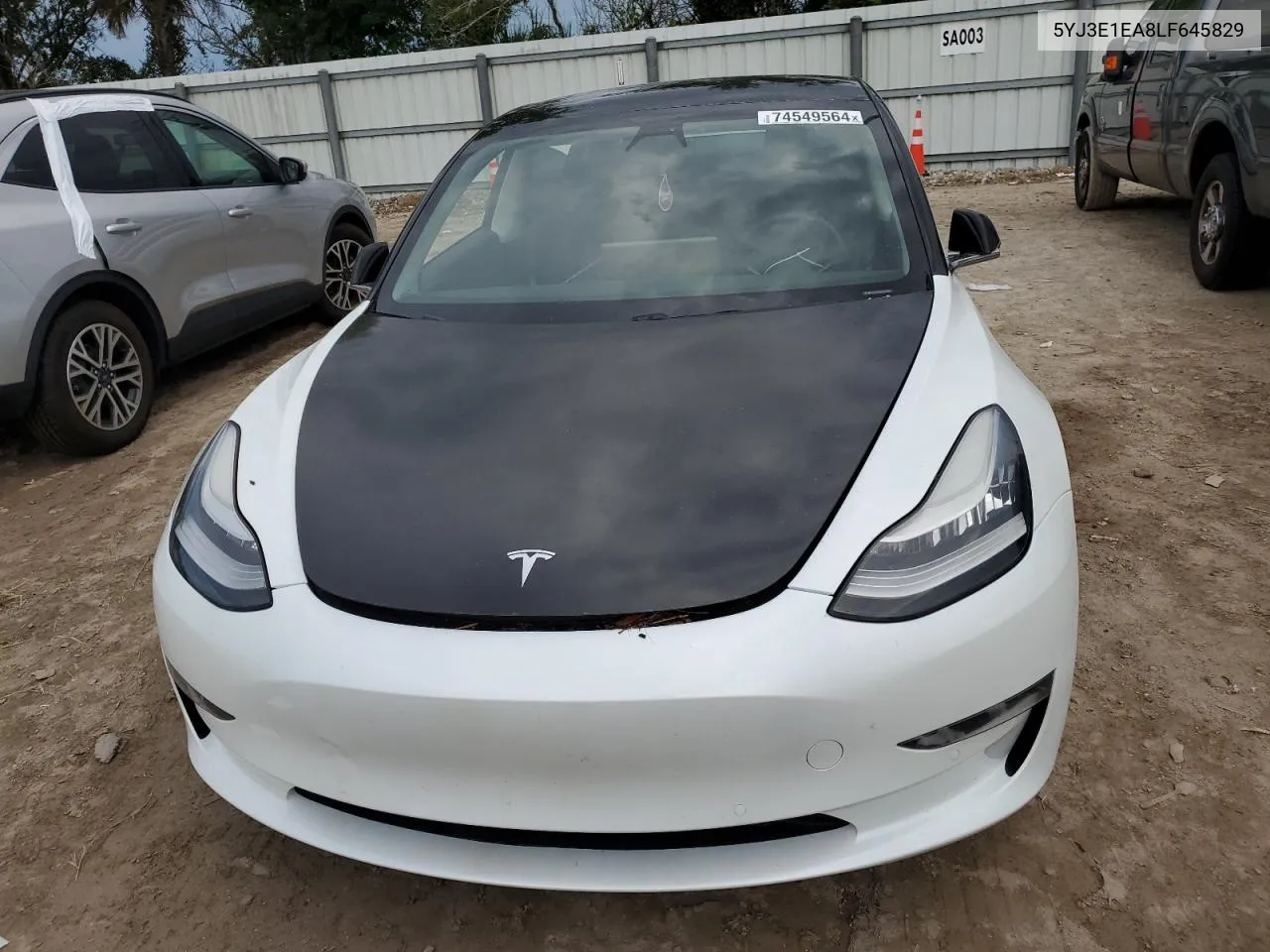 2020 Tesla Model 3 VIN: 5YJ3E1EA8LF645829 Lot: 74549564