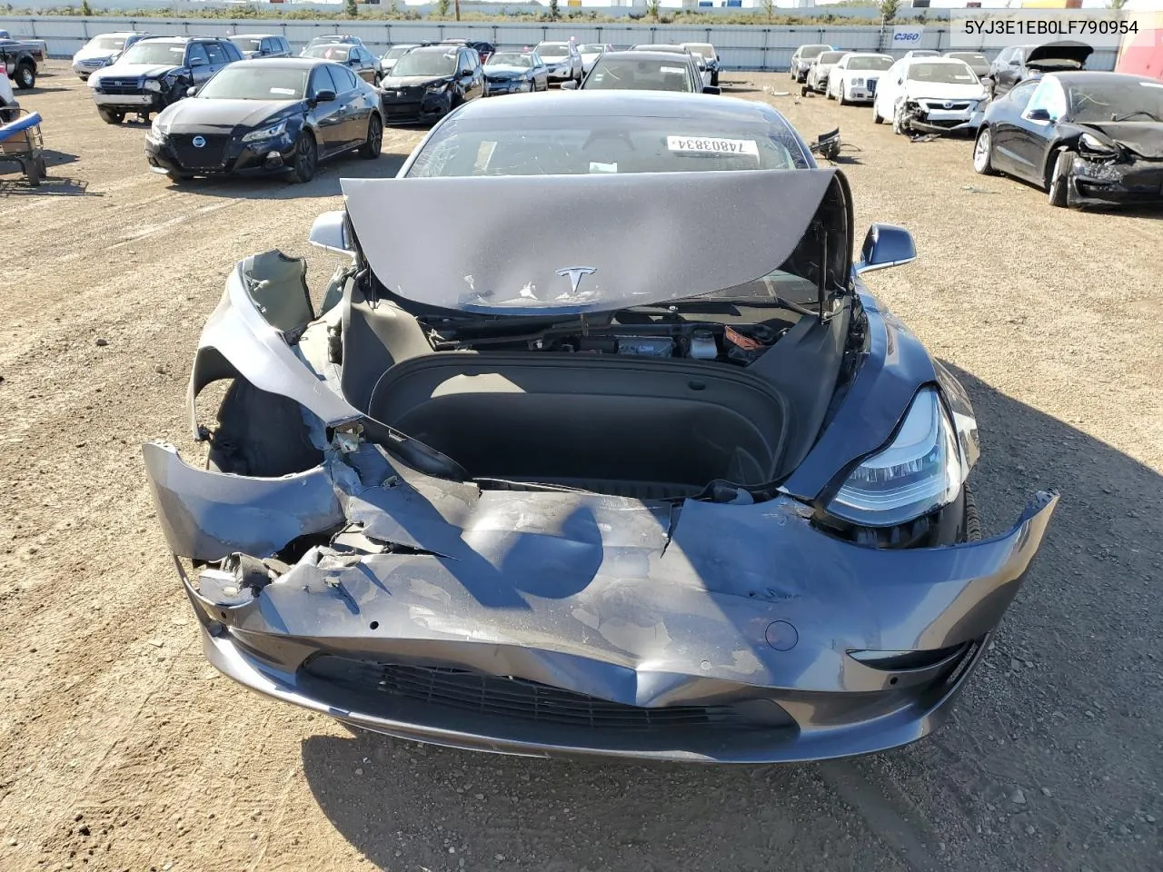 2020 Tesla Model 3 VIN: 5YJ3E1EB0LF790954 Lot: 74803834