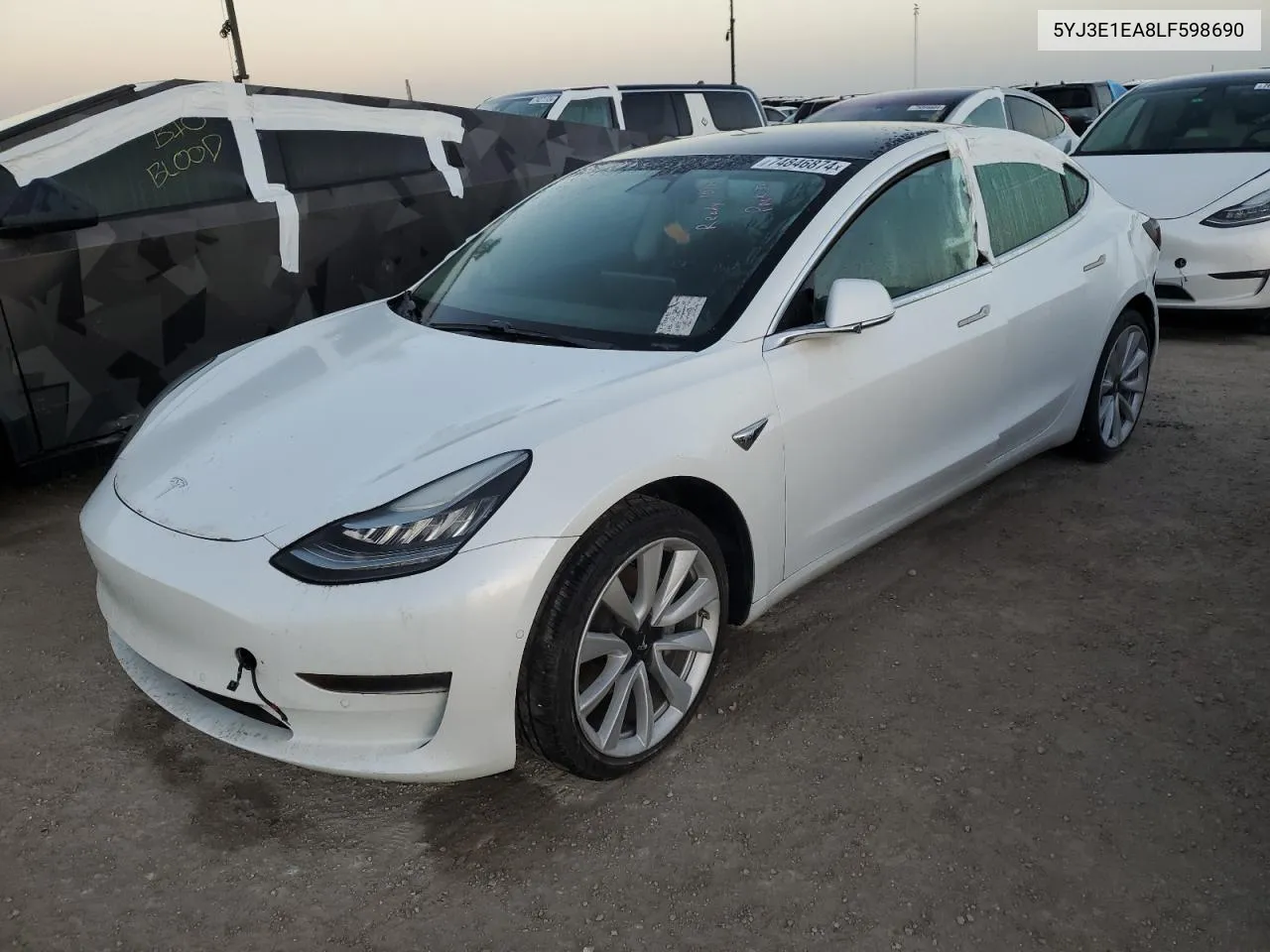 2020 Tesla Model 3 VIN: 5YJ3E1EA8LF598690 Lot: 74846874