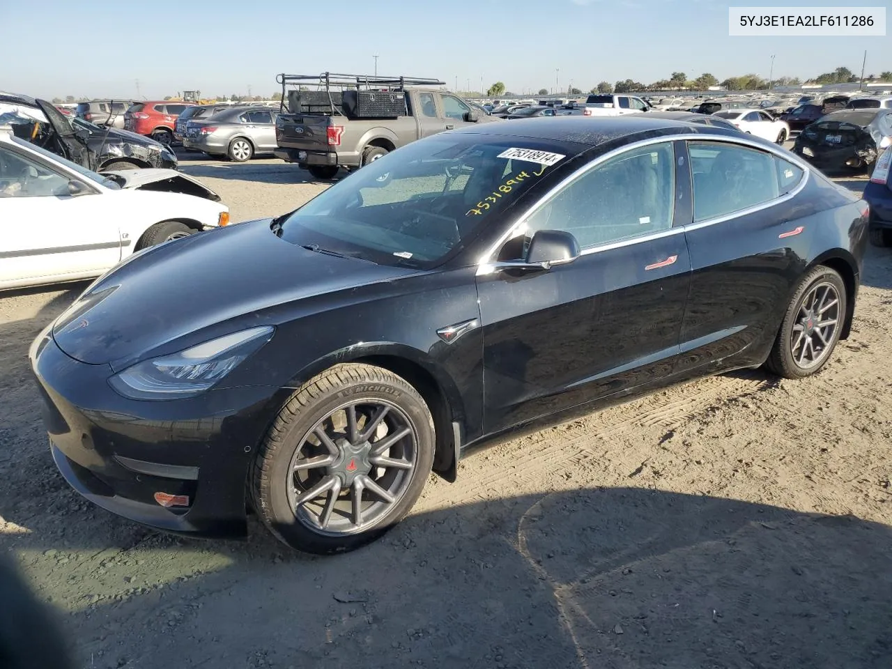 2020 Tesla Model 3 VIN: 5YJ3E1EA2LF611286 Lot: 75318914