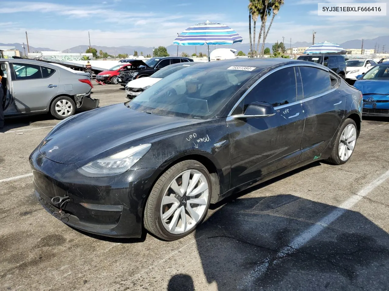 2020 Tesla Model 3 VIN: 5YJ3E1EBXLF666416 Lot: 75551384