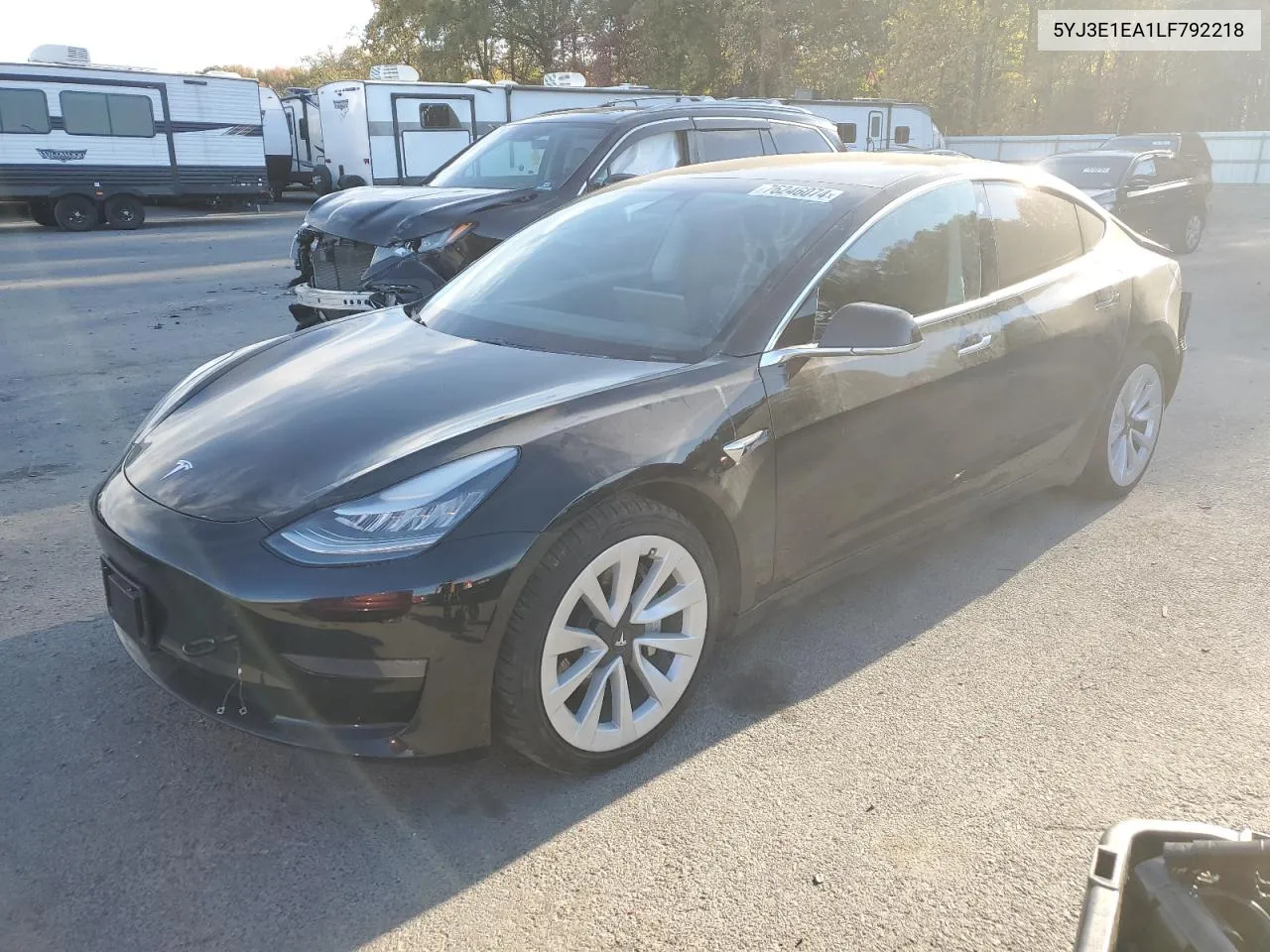 2020 Tesla Model 3 VIN: 5YJ3E1EA1LF792218 Lot: 76246074