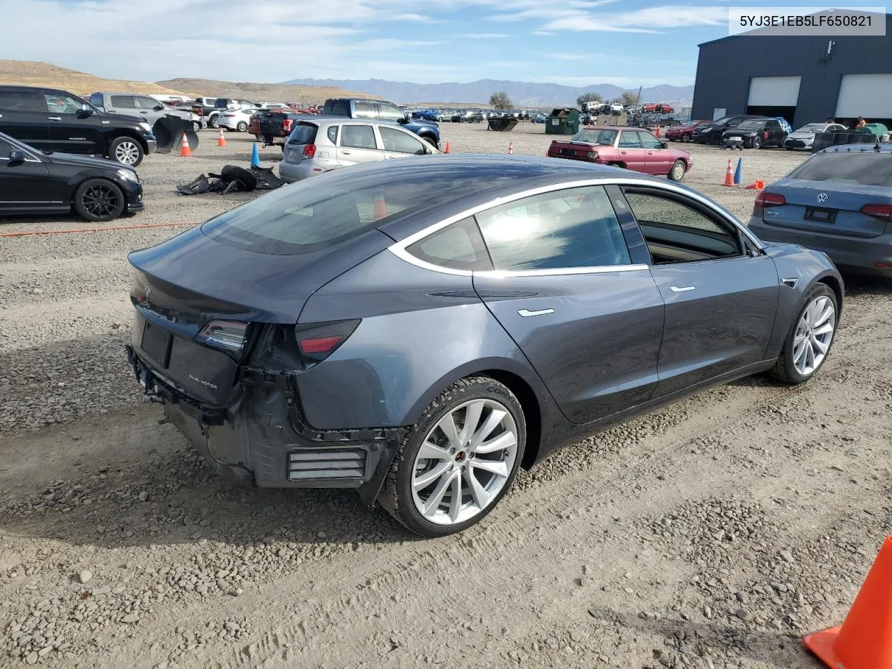 2020 Tesla Model 3 VIN: 5YJ3E1EB5LF650821 Lot: 77105014