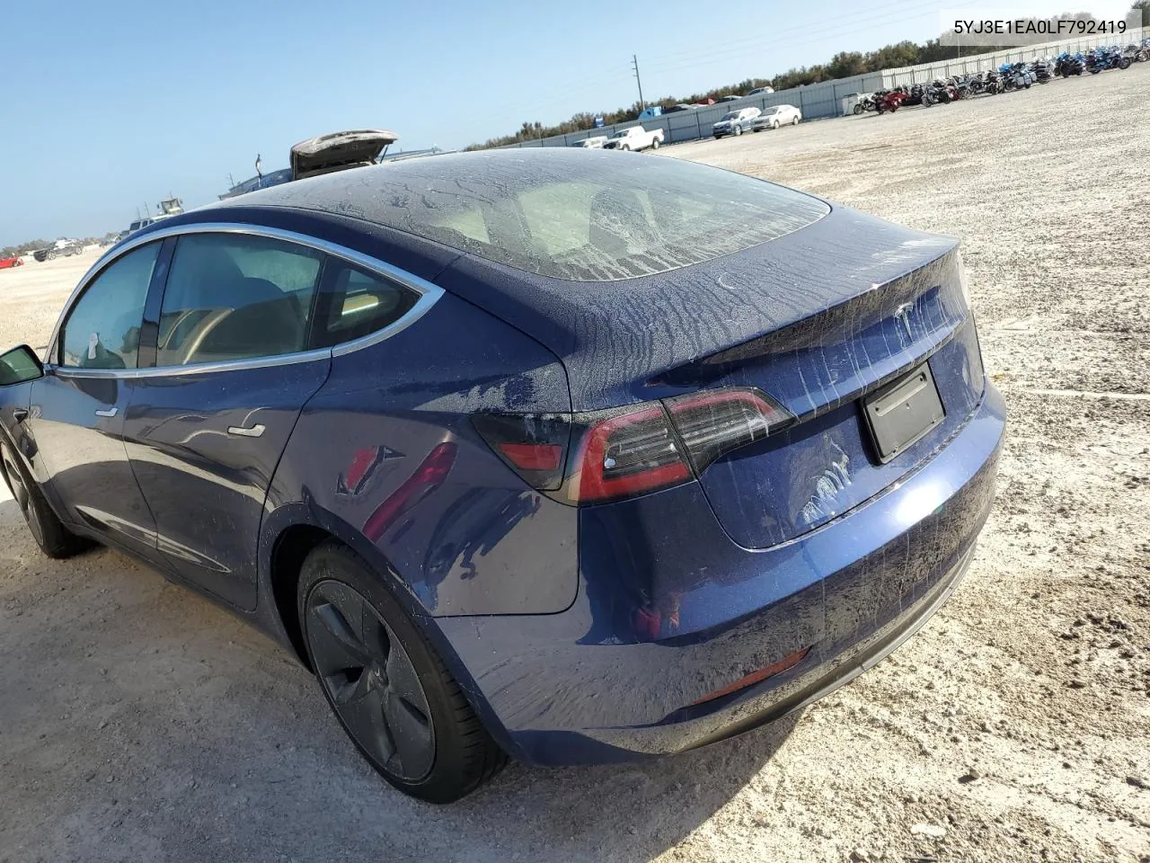 2020 Tesla Model 3 VIN: 5YJ3E1EA0LF792419 Lot: 77162204