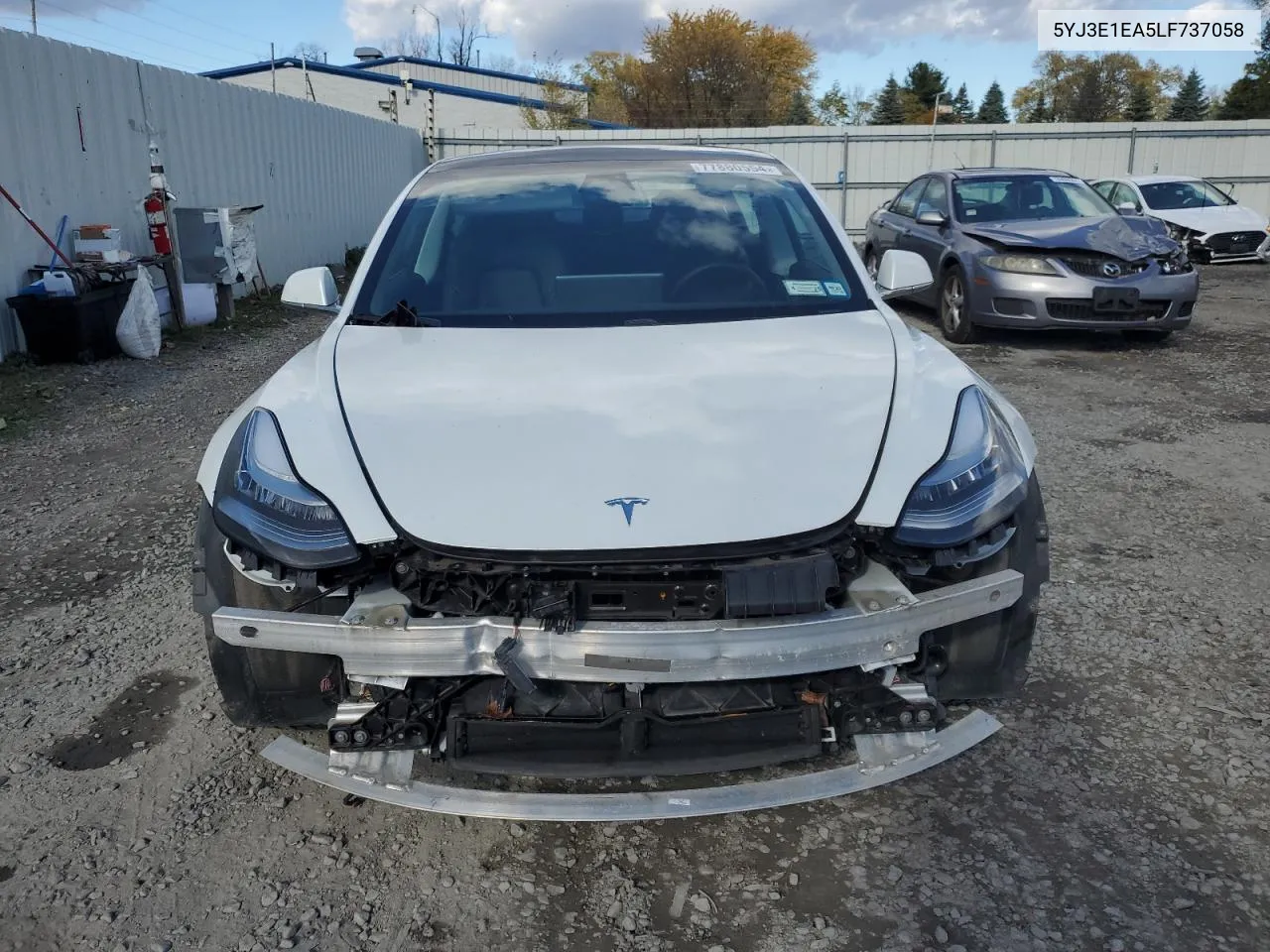 2020 Tesla Model 3 VIN: 5YJ3E1EA5LF737058 Lot: 77880554