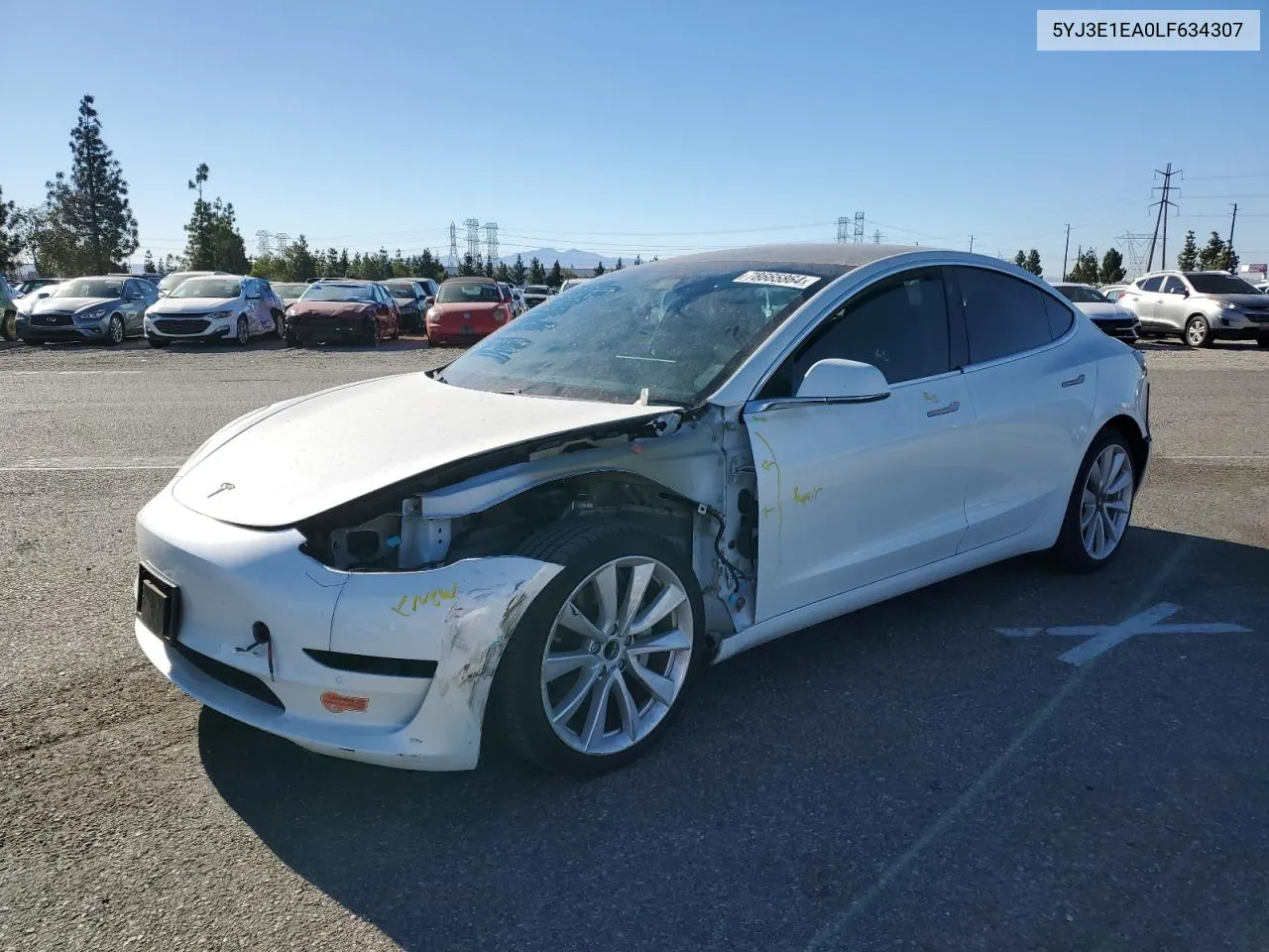 2020 Tesla Model 3 VIN: 5YJ3E1EA0LF634307 Lot: 78665864