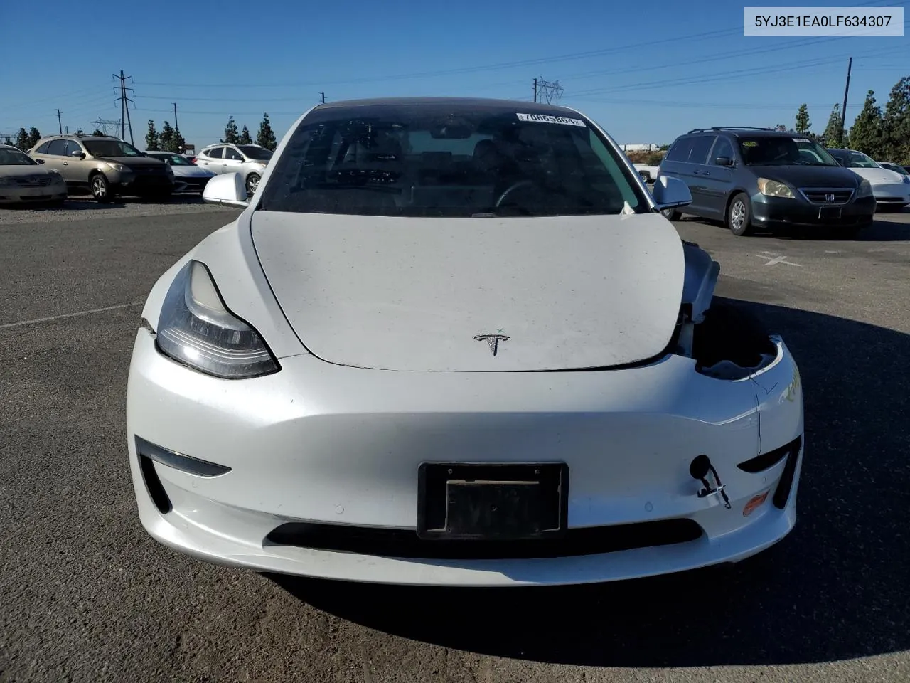 2020 Tesla Model 3 VIN: 5YJ3E1EA0LF634307 Lot: 78665864