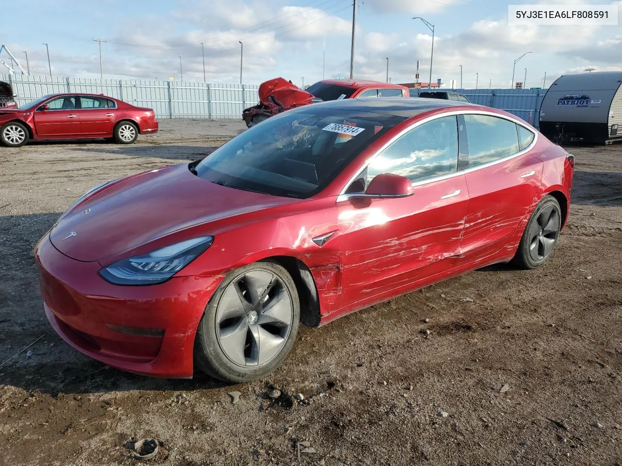 2020 Tesla Model 3 VIN: 5YJ3E1EA6LF808591 Lot: 78857914