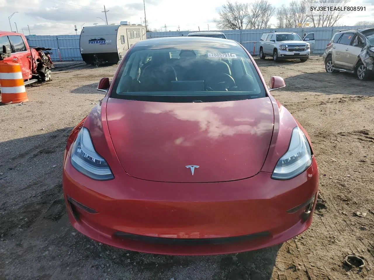 2020 Tesla Model 3 VIN: 5YJ3E1EA6LF808591 Lot: 78857914