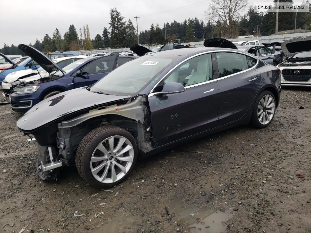 2020 Tesla Model 3 VIN: 5YJ3E1EB8LF640283 Lot: 78949384