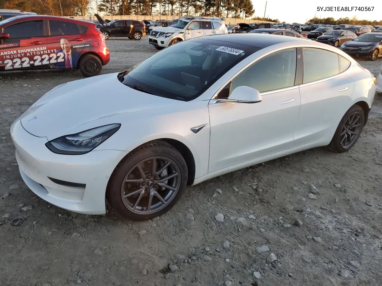 2020 Tesla Model 3 VIN: 5YJ3E1EA8LF740567 Lot: 80578534