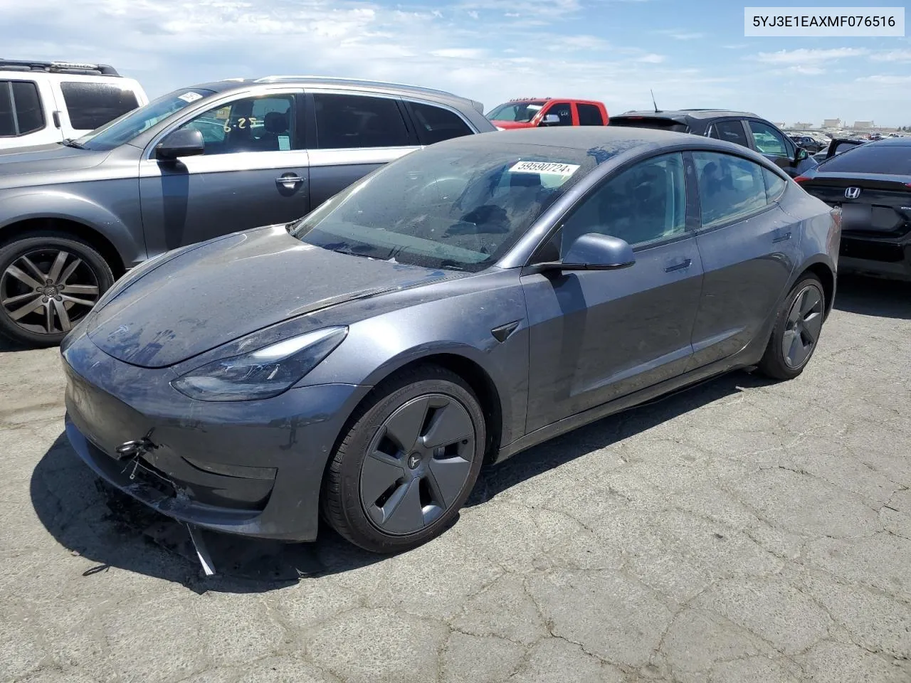 2021 Tesla Model 3 VIN: 5YJ3E1EAXMF076516 Lot: 59590724