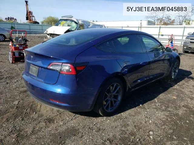 2021 Tesla Model 3 VIN: 5YJ3E1EA3MF045883 Lot: 61407384