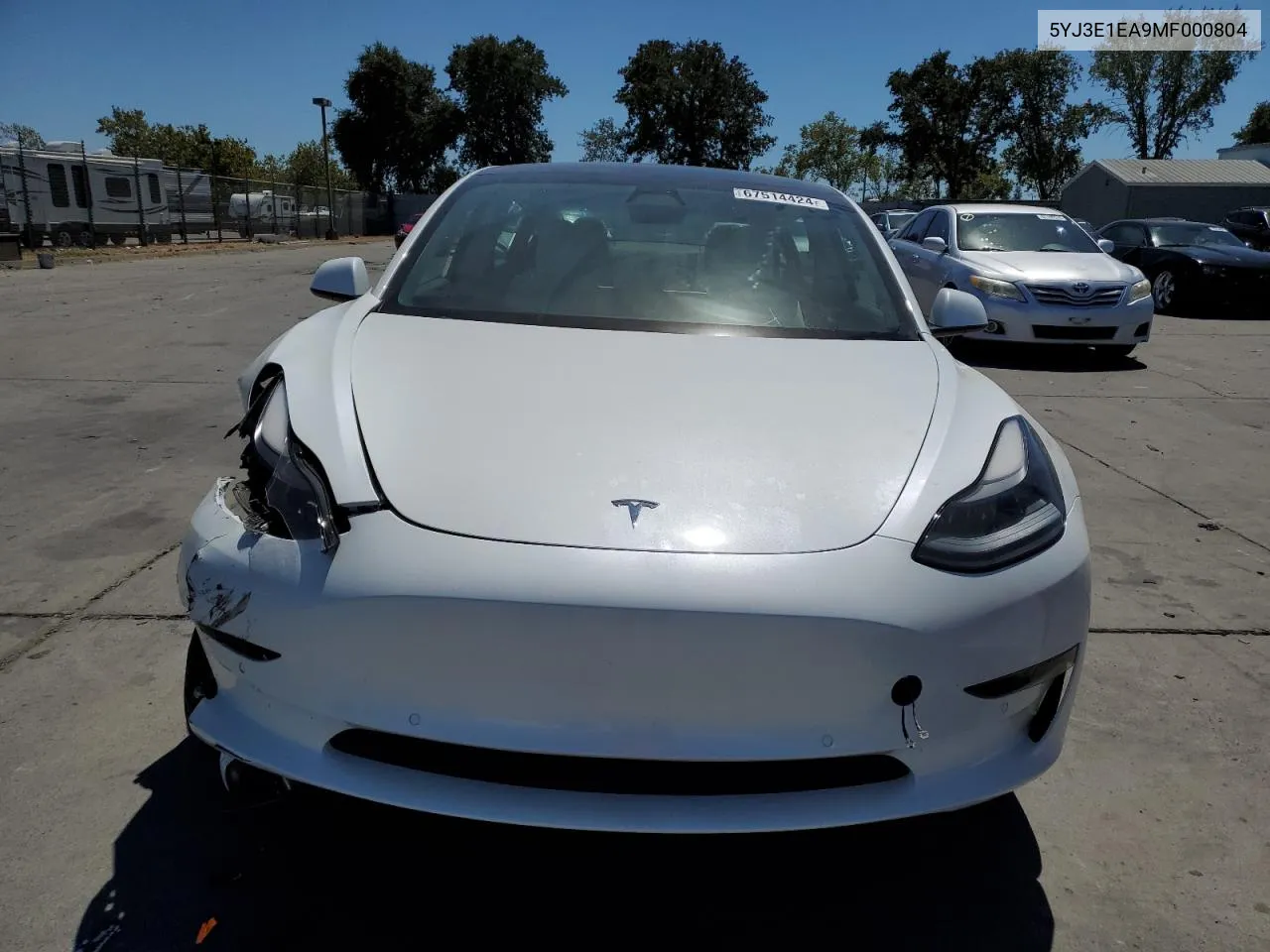 2021 Tesla Model 3 VIN: 5YJ3E1EA9MF000804 Lot: 67514424